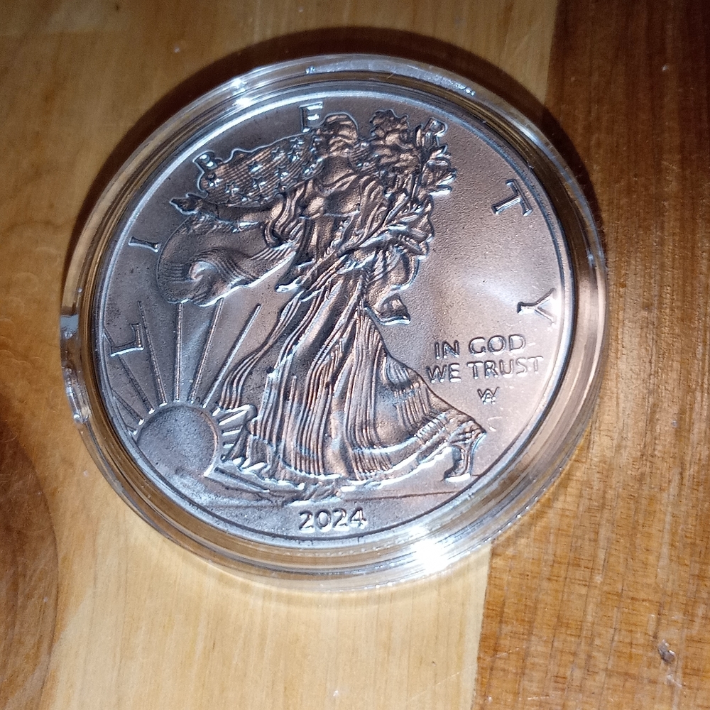 COPY - one ounce silver clad collectors  coin in plastic capsule